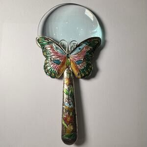 Cloisonné Butterfly Magnifying Glass Colorful Enamel